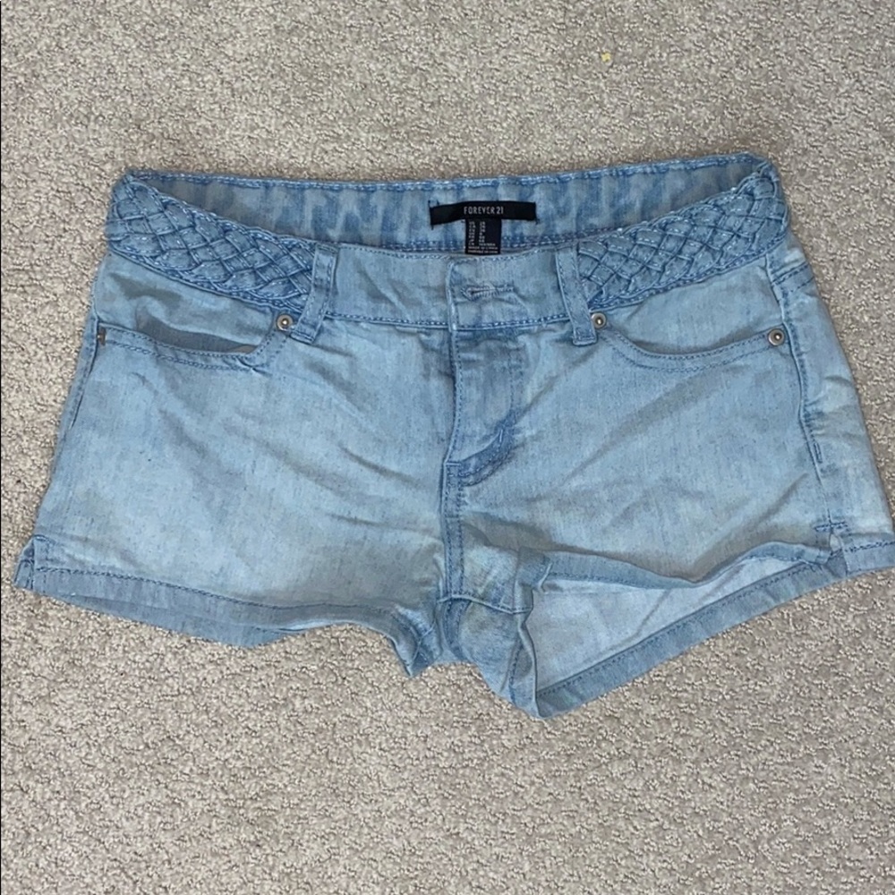Jean shorts with braided detail